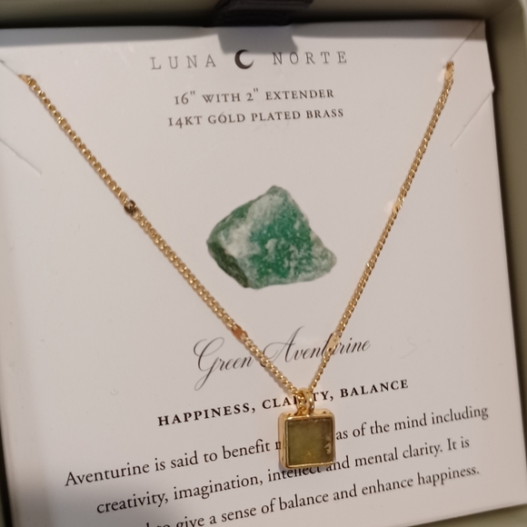 HAPPINESS, CLARITY,  BALANCE Luna Norte Gold plated  Necklace GREEN AVENTURINE - Picture 4 of 8